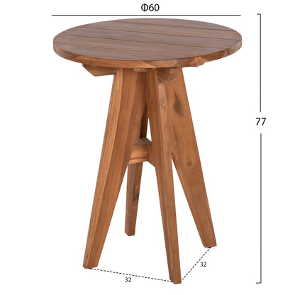 Outdoor Round Table Leo Hm9859.11 Solid Teak Wood In Natural Φ60x75hcm.