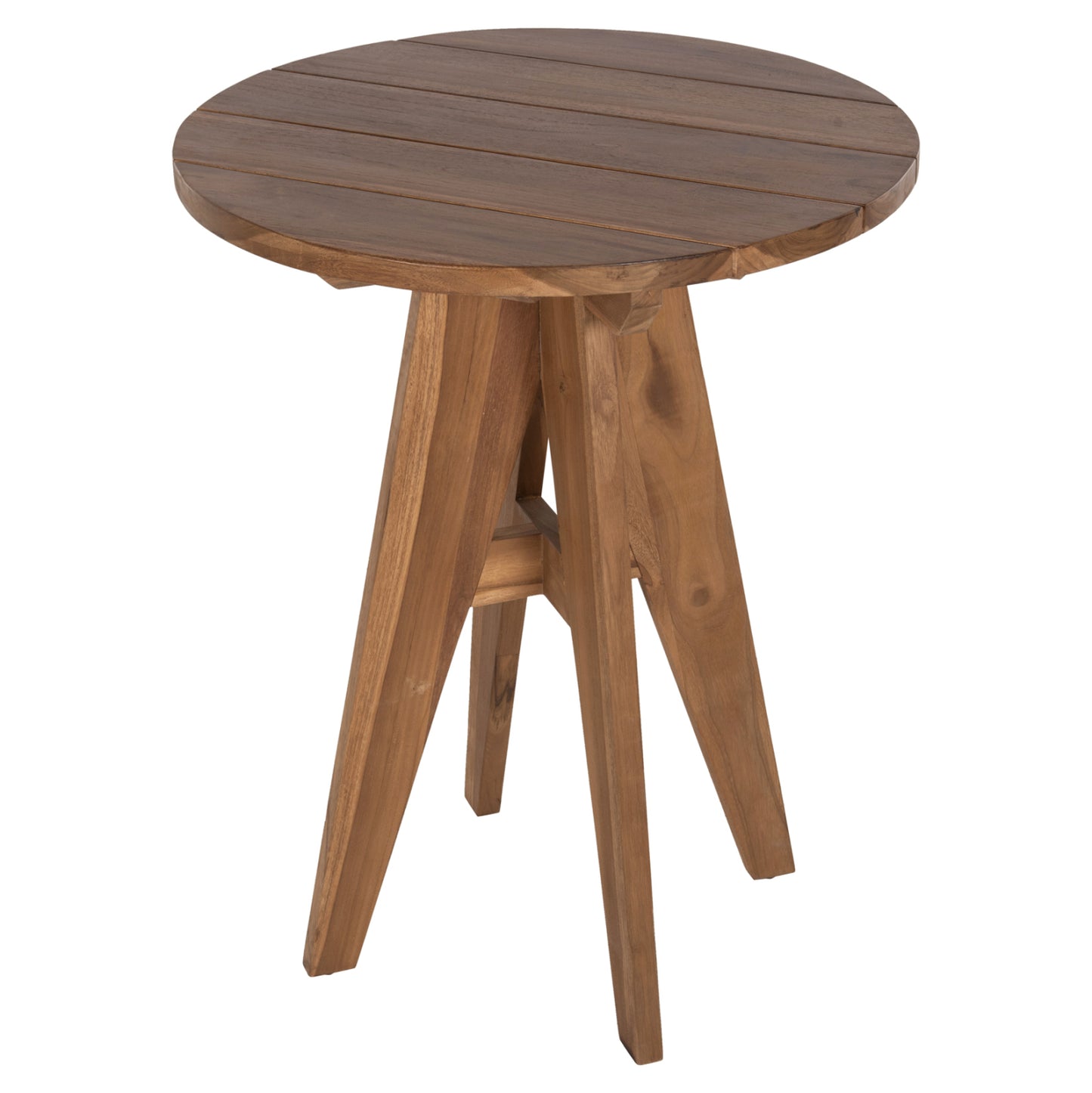 Outdoor Round Table Leo Hm9859.11 Solid Teak Wood In Natural Φ60x75hcm.