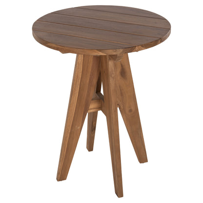 Outdoor Round Table Leo Hm9859.11 Solid Teak Wood In Natural Φ60x75hcm.