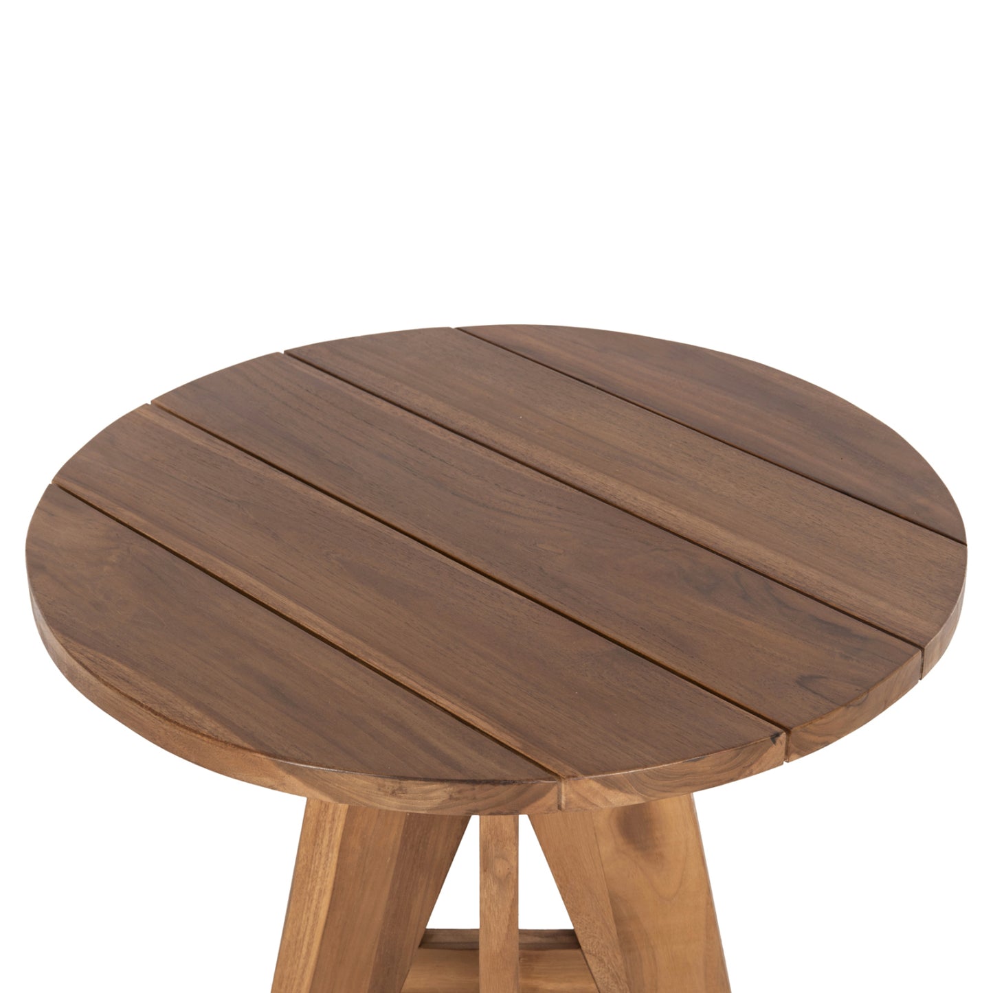 Outdoor Round Table Leo Hm9859.11 Solid Teak Wood In Natural Φ60x75hcm.