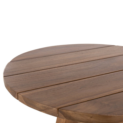 Outdoor Round Table Leo Hm9859.11 Solid Teak Wood In Natural Φ60x75hcm.