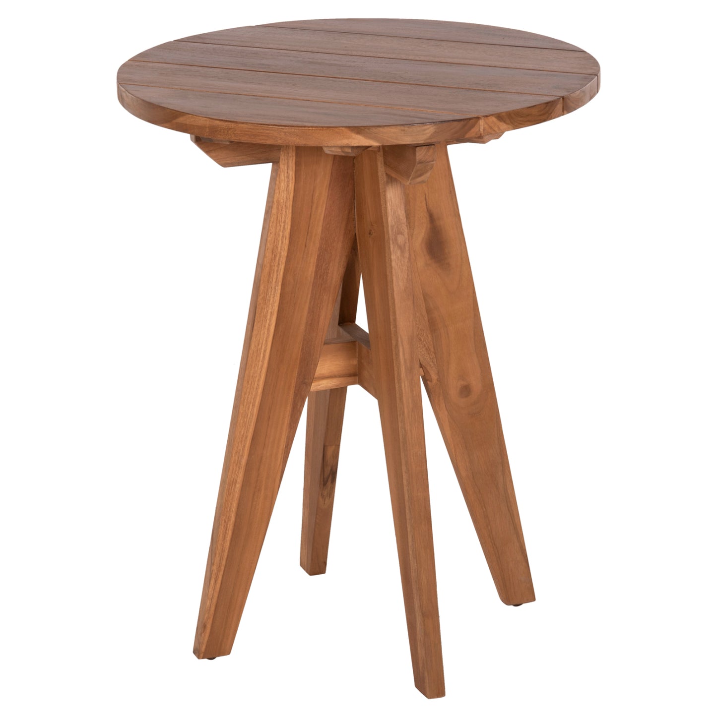 Outdoor Round Table Leo Hm9859.11 Solid Teak Wood In Natural Φ60x75hcm.