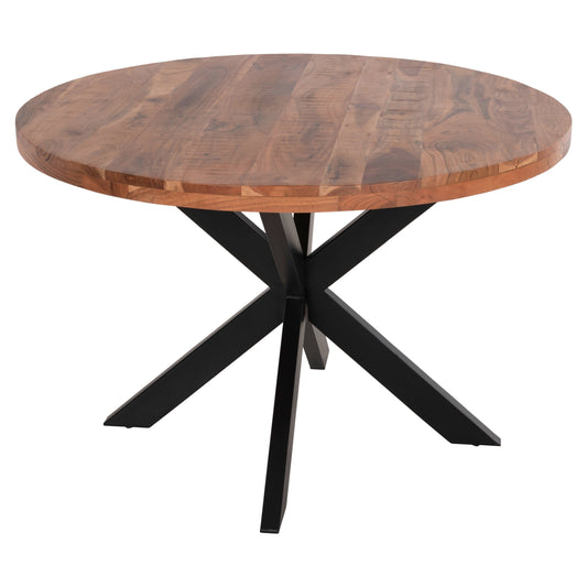 Round Dining Table Montana Superior Hm9903 Solid Acacia Wood Top 4cm. Φ120Χ77hcm.