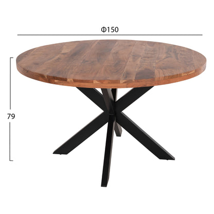 Round Dining Table Montana Superior Hm9904 Solid Acacia Wood Top 4cm. Φ150Χ79hcm.