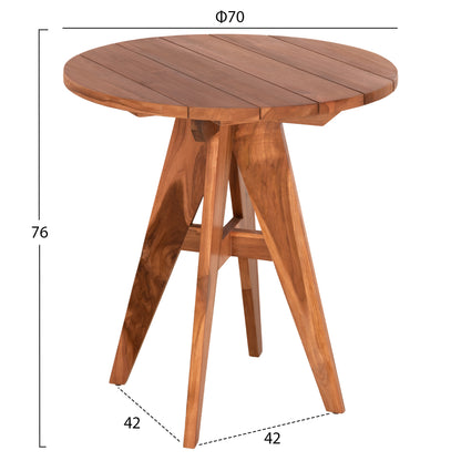 Outdoor Round Table Leo Hm9917 Solid Teak Wood In Natural Φ70x75hcm.