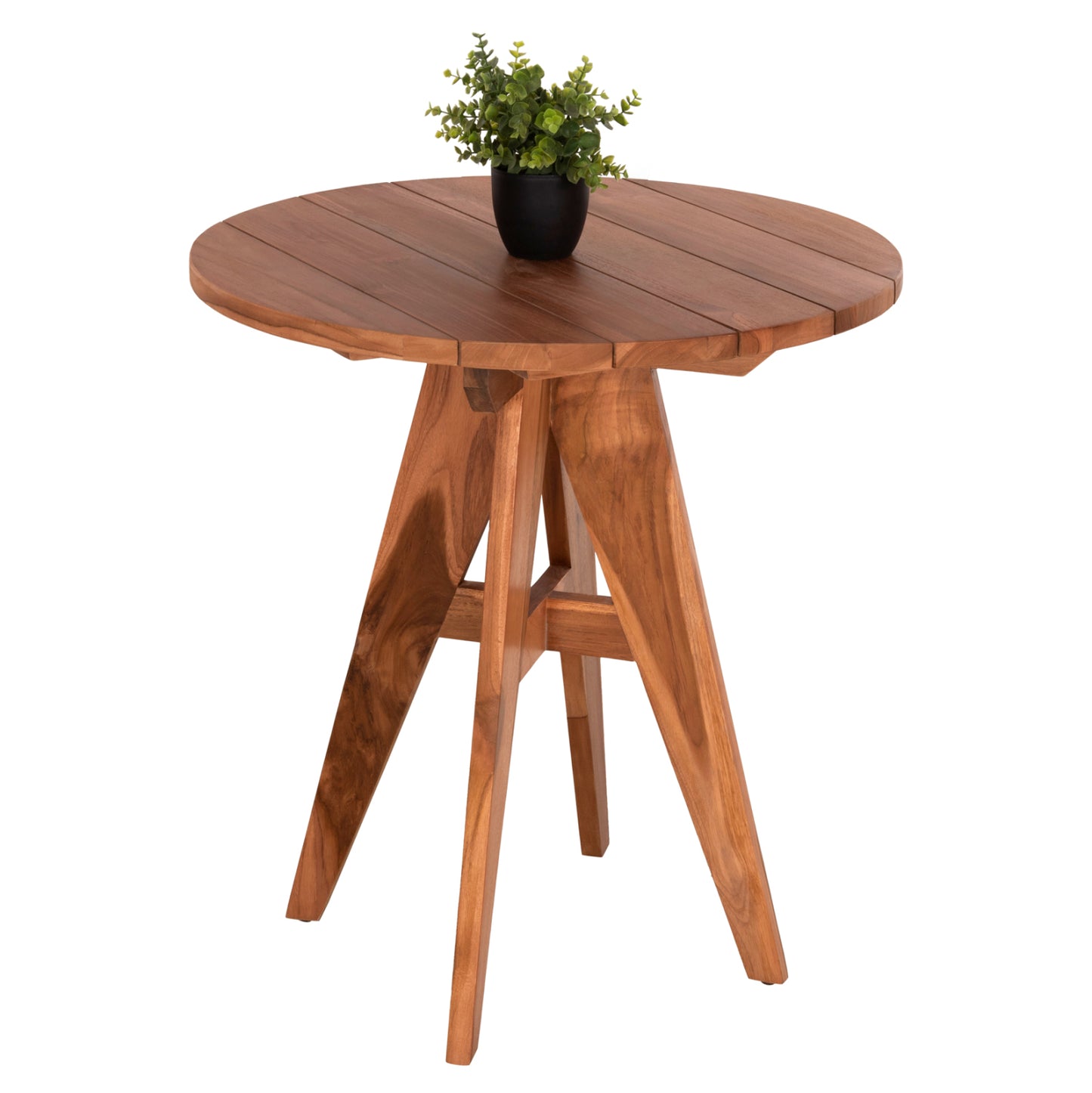 Outdoor Round Table Leo Hm9917 Solid Teak Wood In Natural Φ70x75hcm.