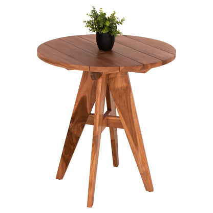 Outdoor Round Table Leo Hm9917 Solid Teak Wood In Natural Φ70x75hcm.