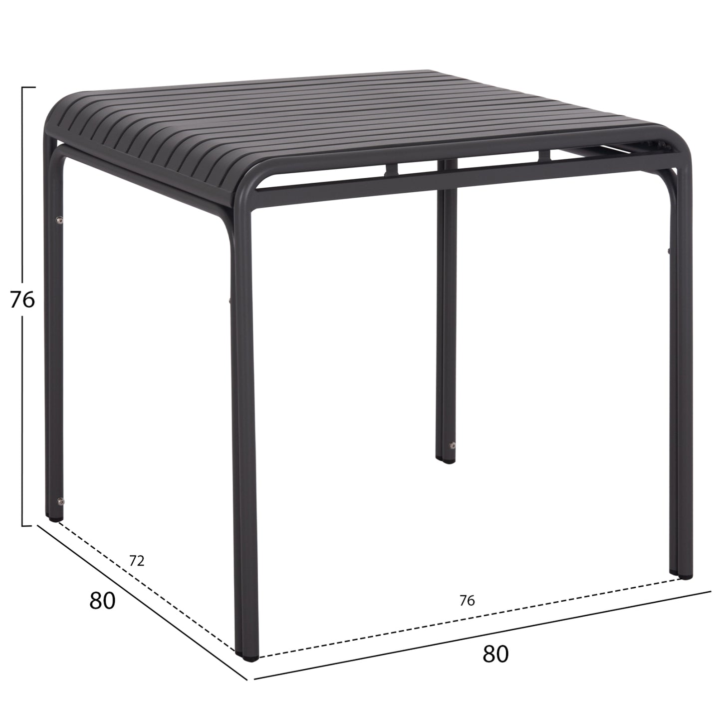 Outdoor Square Aluminum Table Rachel Hm6338.01 Grey Color 80x80x76hcm.