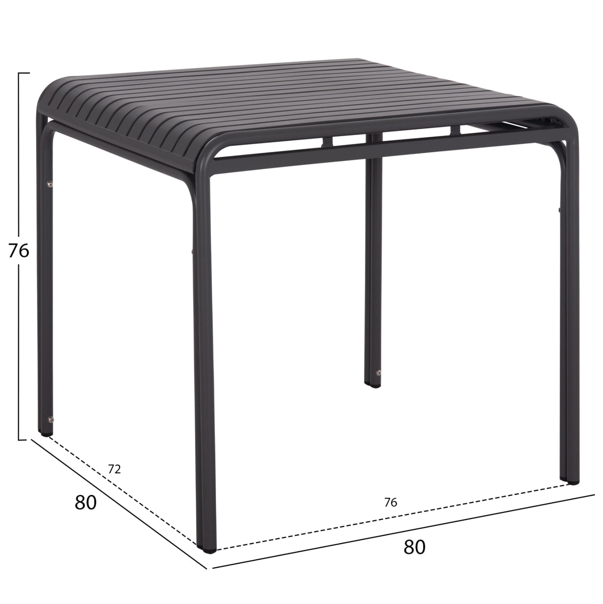 Outdoor Square Aluminum Table Rachel Hm6338.01 Grey Color 80x80x76hcm.