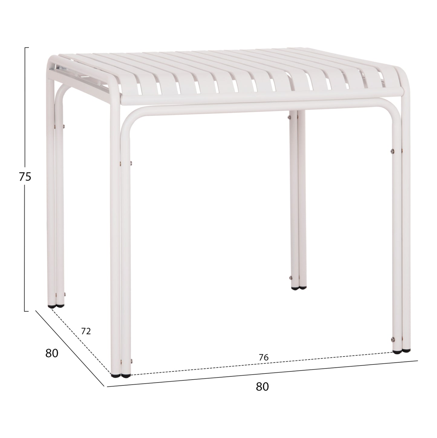 Outdoor Square Aluminum Table Rachel Hm6338.02 White Color 80x80x75hcm.