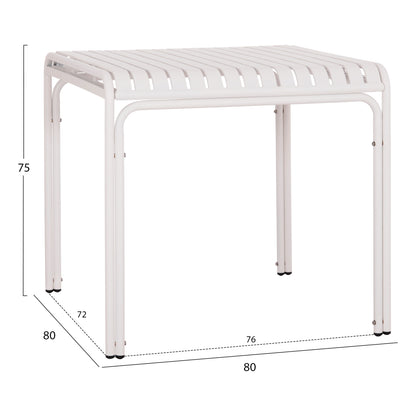 Outdoor Square Aluminum Table Rachel Hm6338.02 White Color 80x80x75hcm.