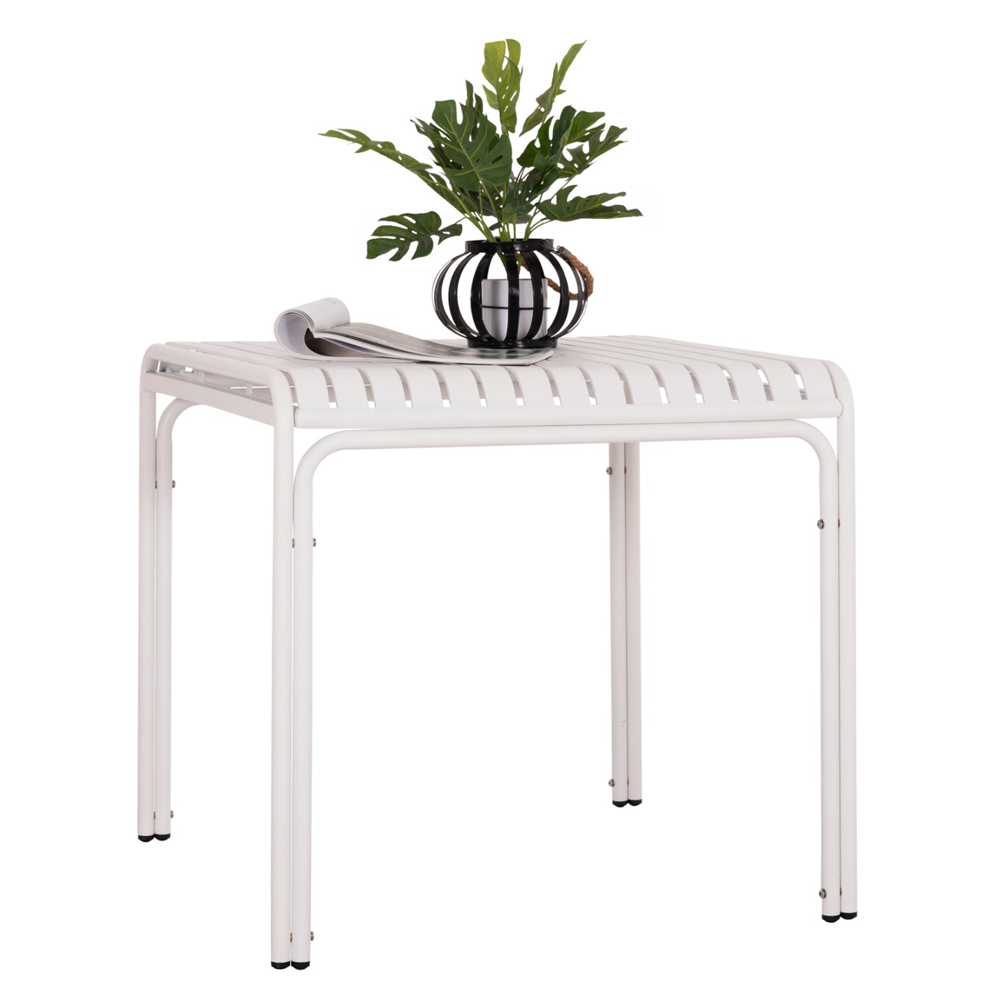 Outdoor Square Aluminum Table Rachel Hm6338.02 White Color 80x80x75hcm.