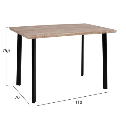 Dining Table 110x70 Sonama With Black Legs Hm8333