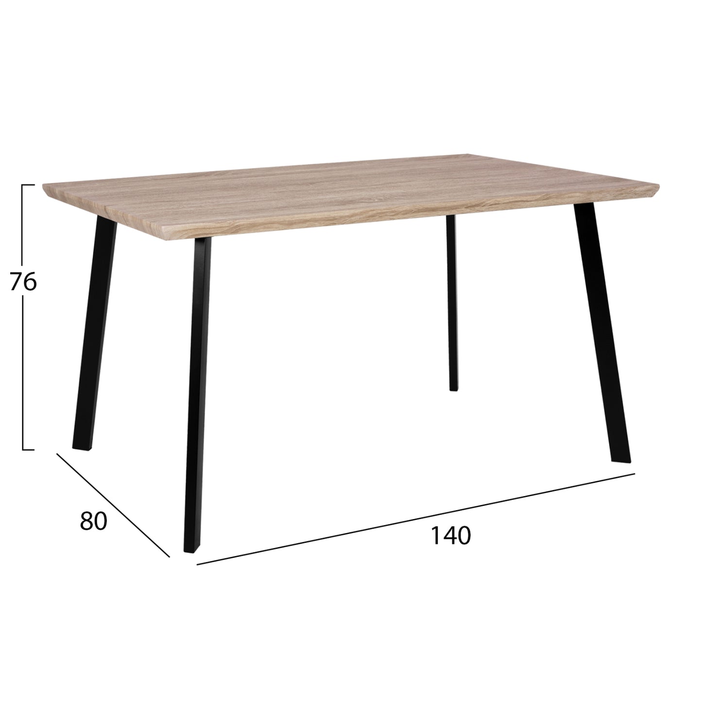Dining Table 140x80 Sonama With Black Legs Hm8374