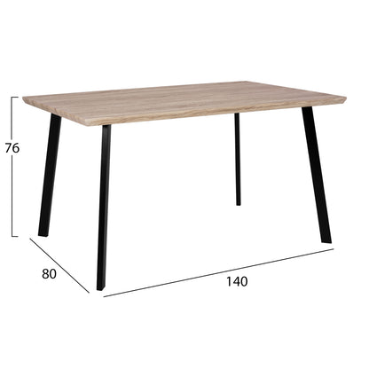 Dining Table 140x80 Sonama With Black Legs Hm8374