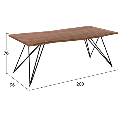 Dining Table Rio Hm8181 Solid Acacia Wood 200Χ96Χ76Η
