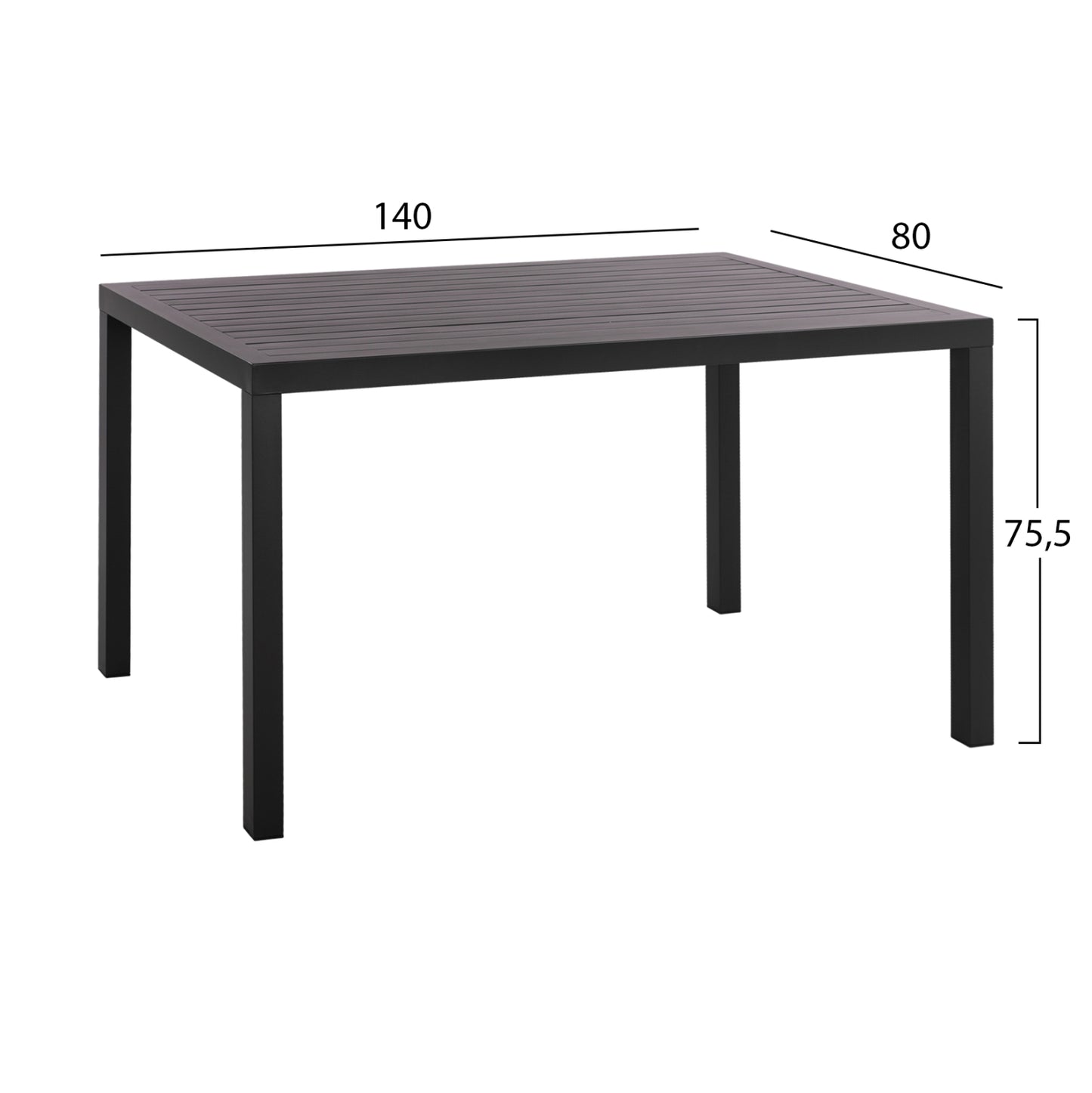 Aluminum Dining Table Sahira Hm5571.02 Dark Grey 140Χ80x75.5hcm.