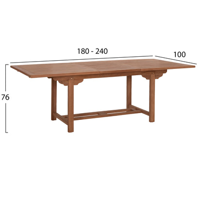 Dining Table Extendable Crander Hm6376 Teak Wood In Natural Color 180-240x100x76hcm.