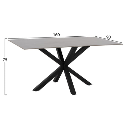 Dining Table Syntec Hm9308.03 Sintered Stone Top Grey Metal Legs 160x90x75hcm.