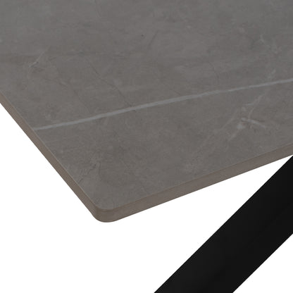 Dining Table Syntec Hm9308.03 Sintered Stone Top Grey Metal Legs 160x90x75hcm.