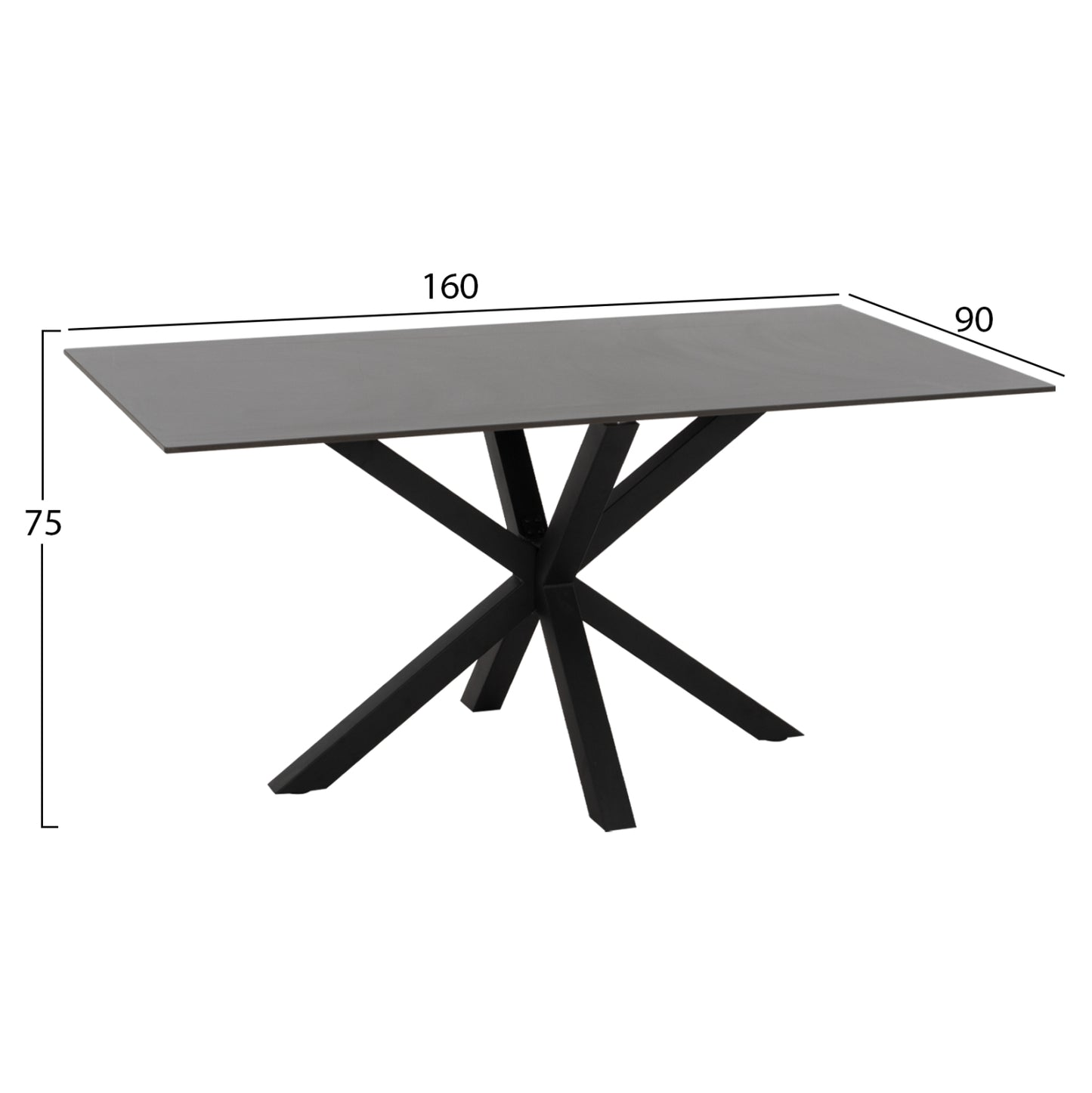 Dining Table Syntec Hm9308.01 Sintered Stone Black Metal Legs 160x90x75h Cm