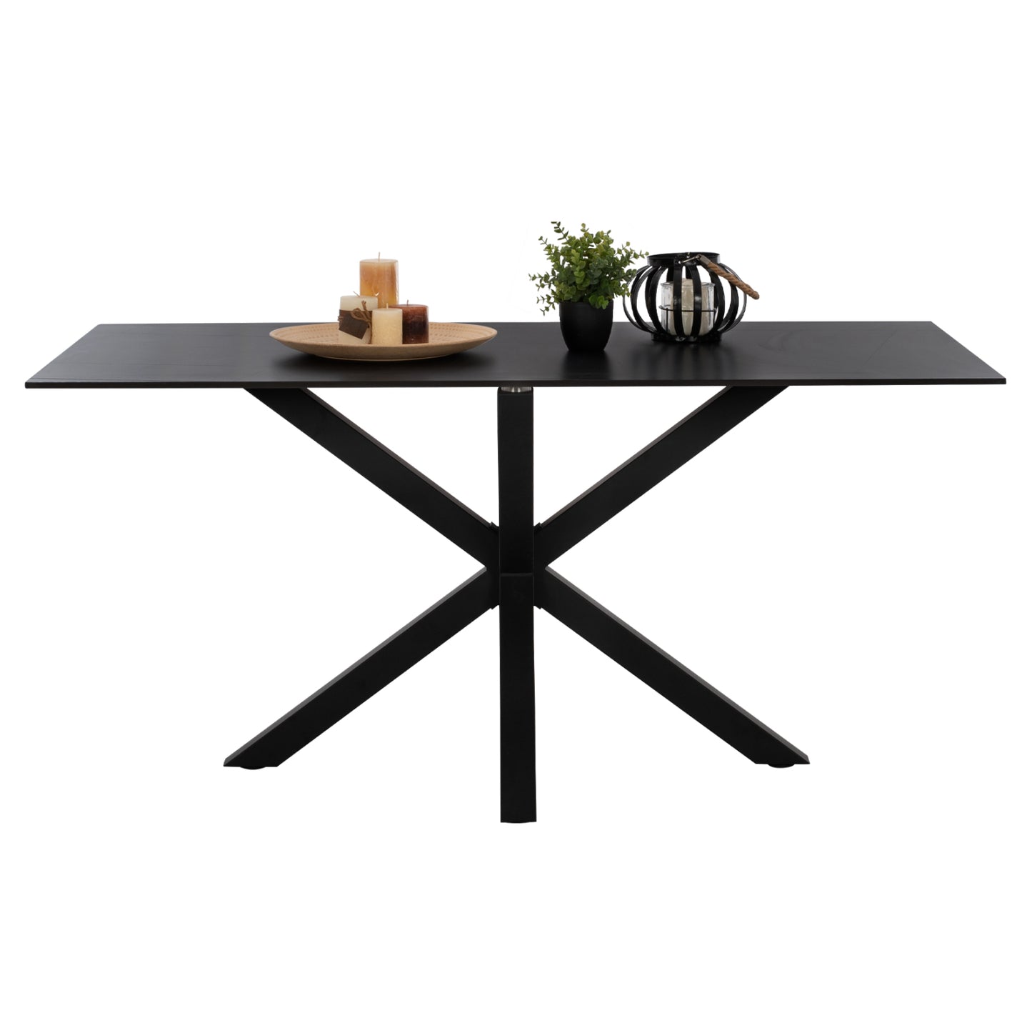Dining Table Syntec Hm9308.01 Sintered Stone Black Metal Legs 160x90x75h Cm