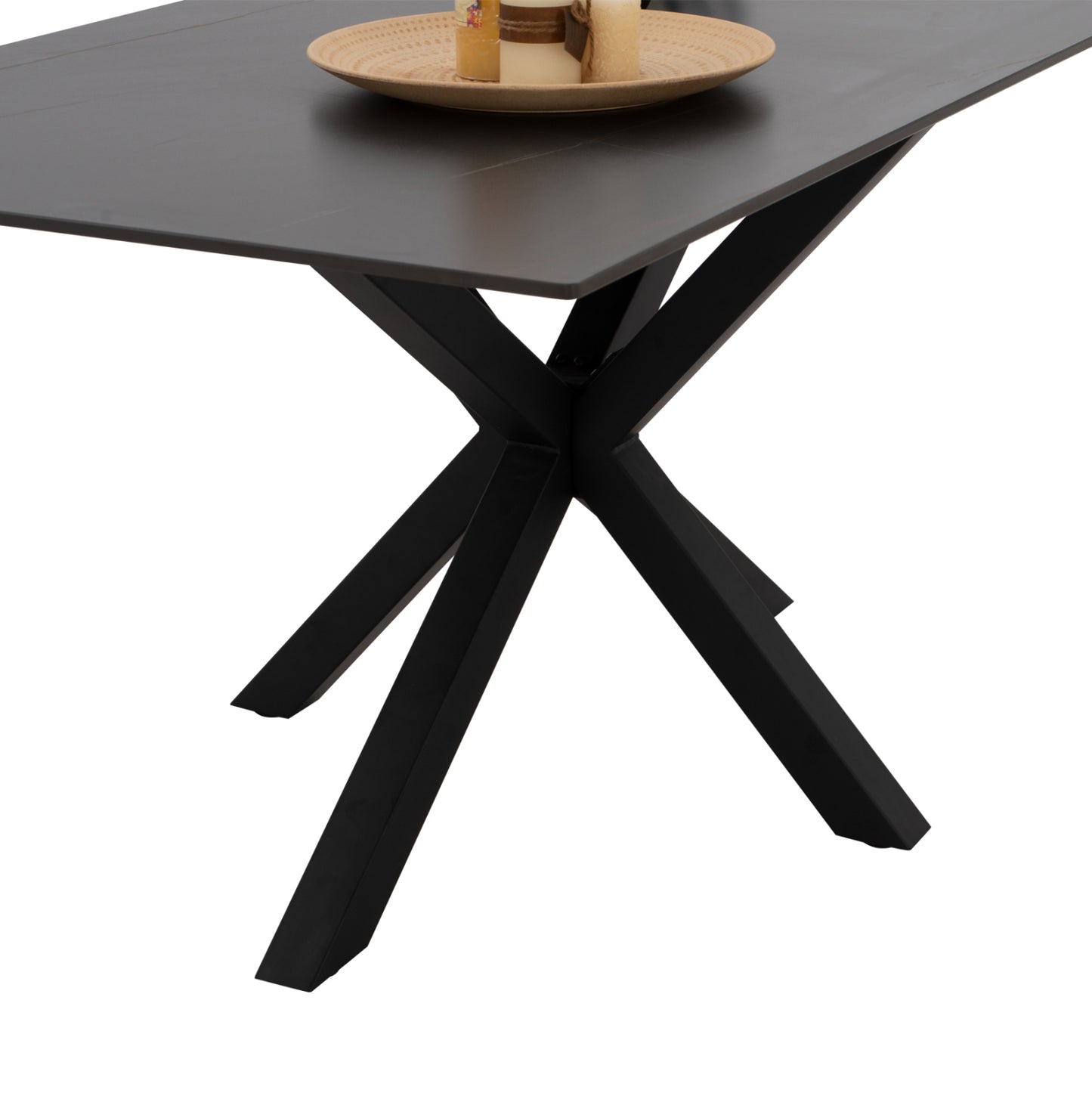 Dining Table Syntec Hm9308.01 Sintered Stone Black Metal Legs 160x90x75h Cm