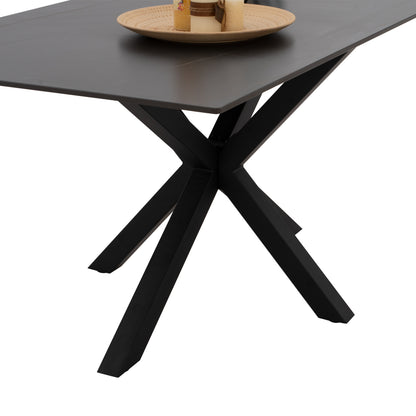 Dining Table Syntec Hm9308.01 Sintered Stone Black Metal Legs 160x90x75h Cm