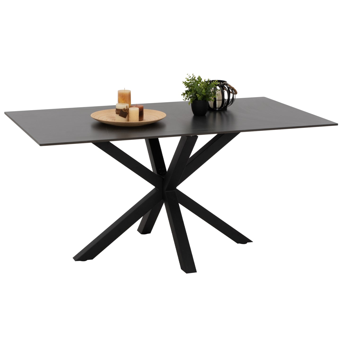 Dining Table Syntec Hm9308.01 Sintered Stone Black Metal Legs 160x90x75h Cm
