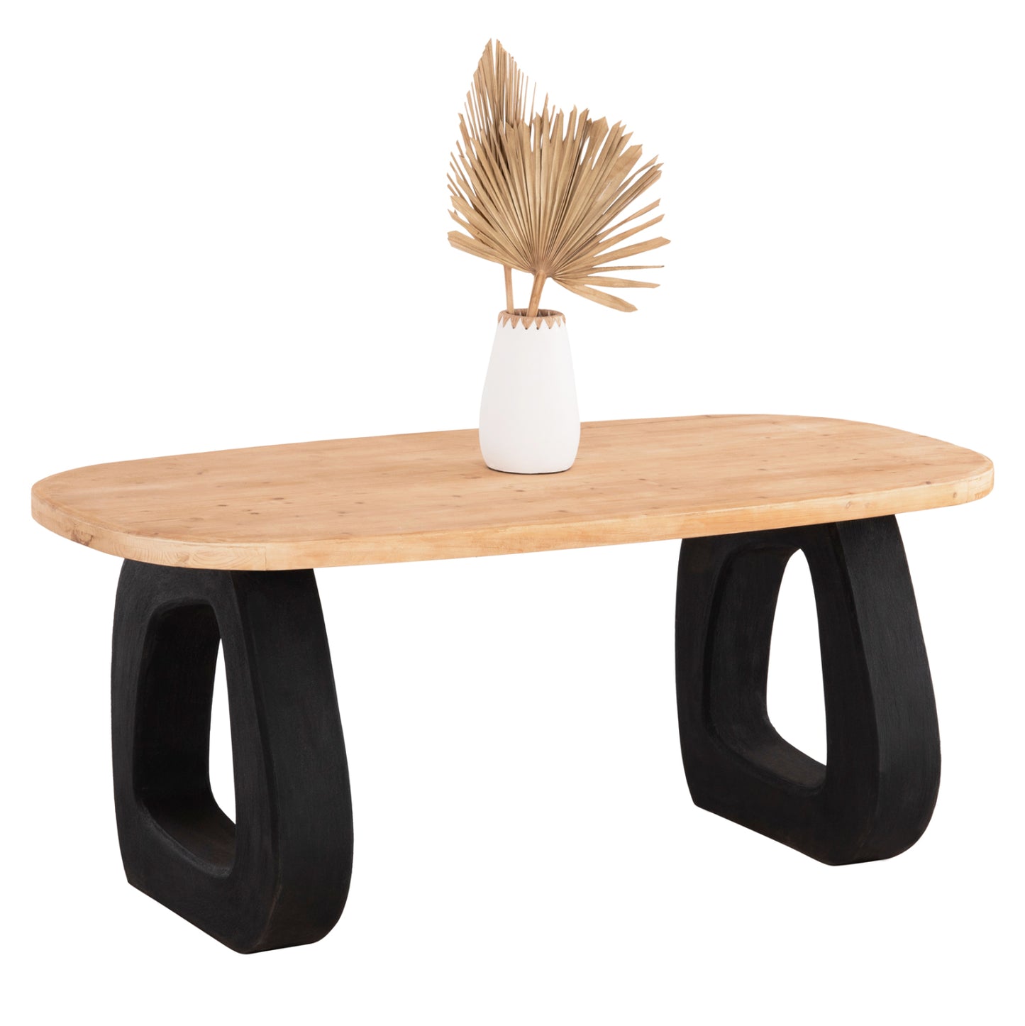 Dining Table Series Santorini Hm18065 Fir Wood Tabletop-polyresin Legs In Black 180x90x76hcm.