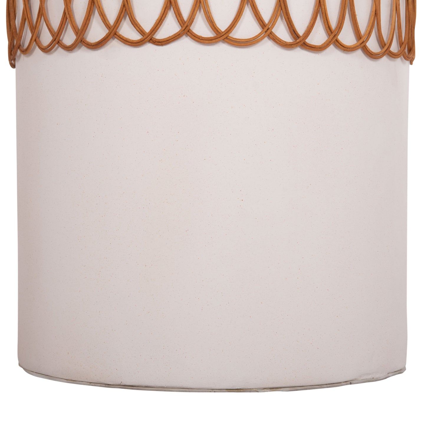 Side Table Round Prilep Hm18159.02 Fiber Cement In White & Rattan--Φ60x76.5hcm.
