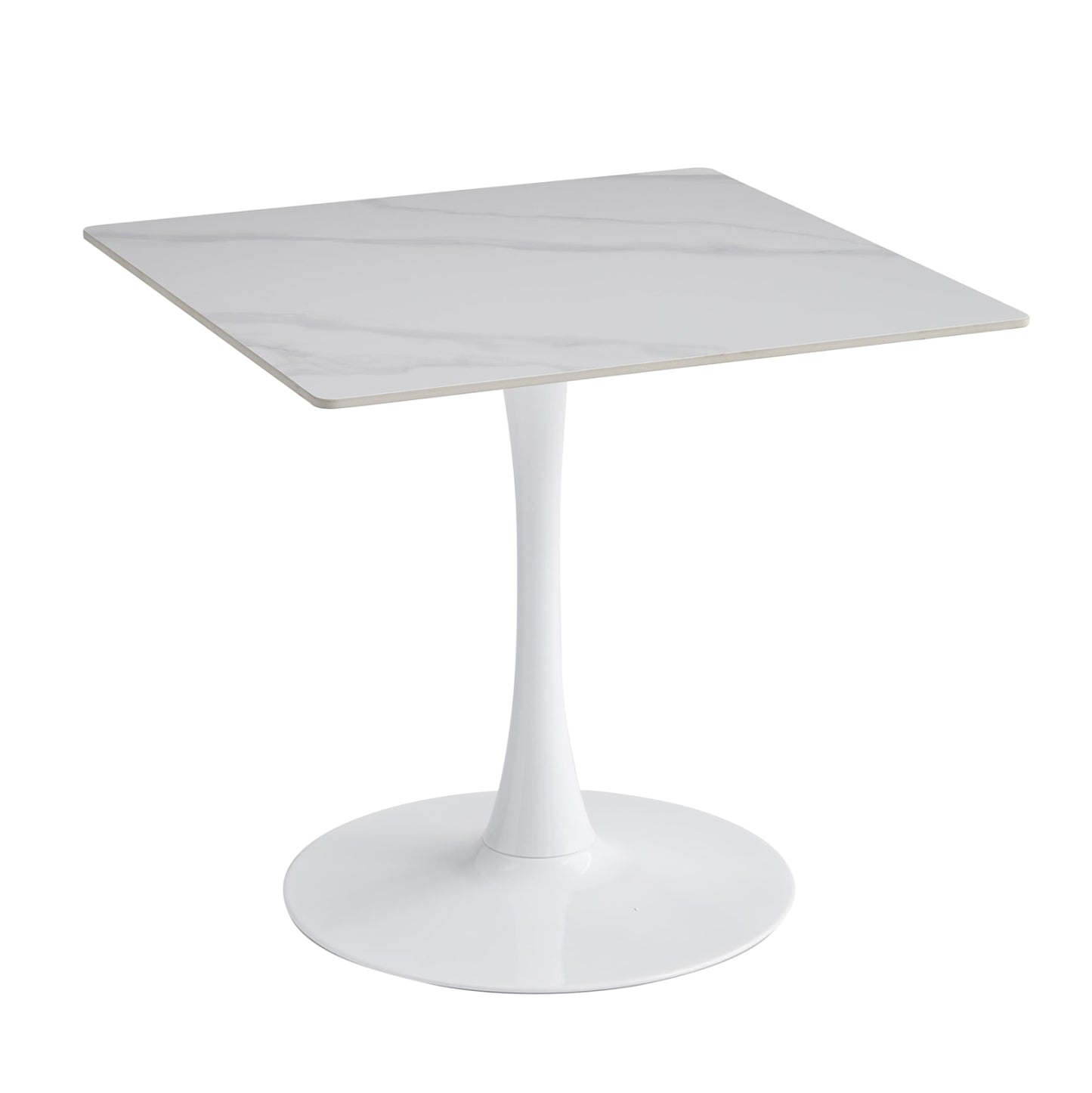 Dining Table Tetran Hm18315.01 Metal In White--sintered Stone Top In Snow White Color 80x80x73hcm