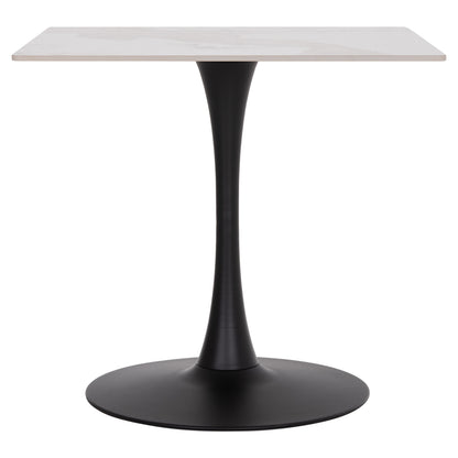 Dining Table Tetran Hm18315.02 Black Metal Base--sintered Stone Top In Pandora Color 80x80x73hcm