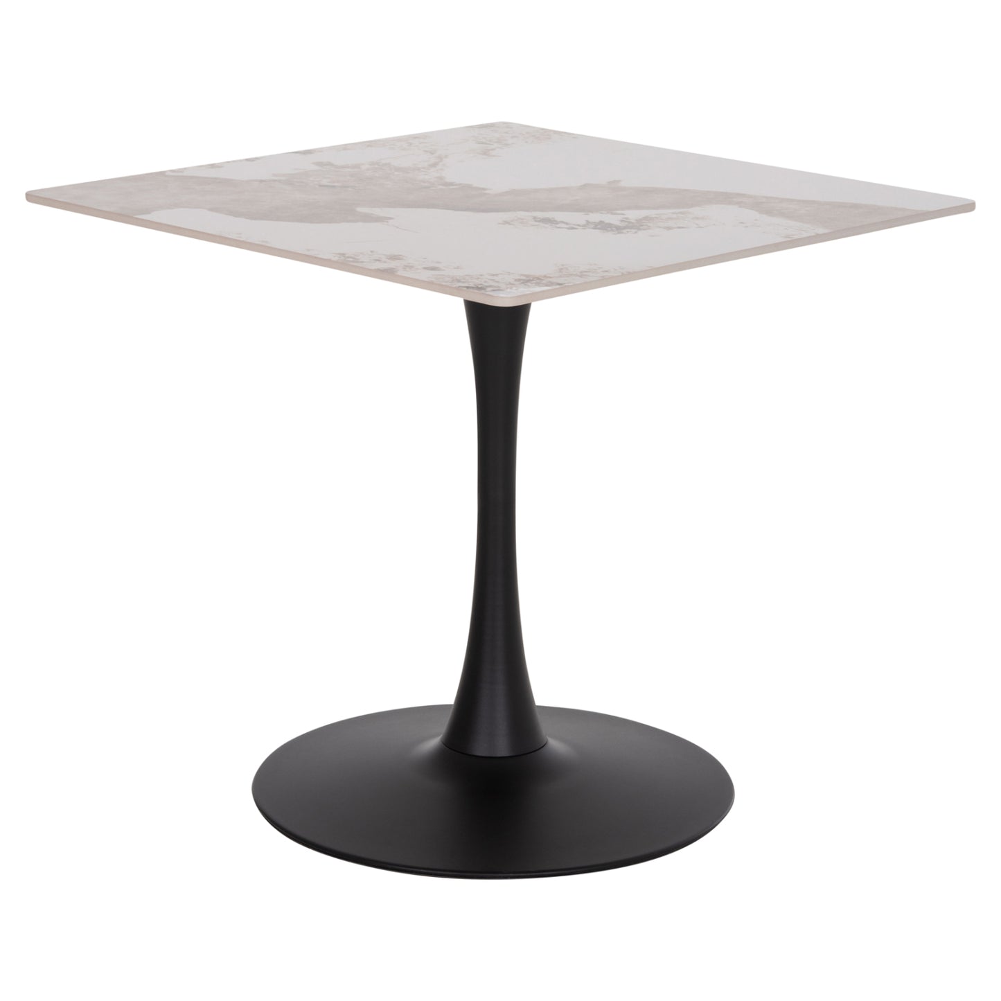 Dining Table Tetran Hm18315.02 Black Metal Base--sintered Stone Top In Pandora Color 80x80x73hcm