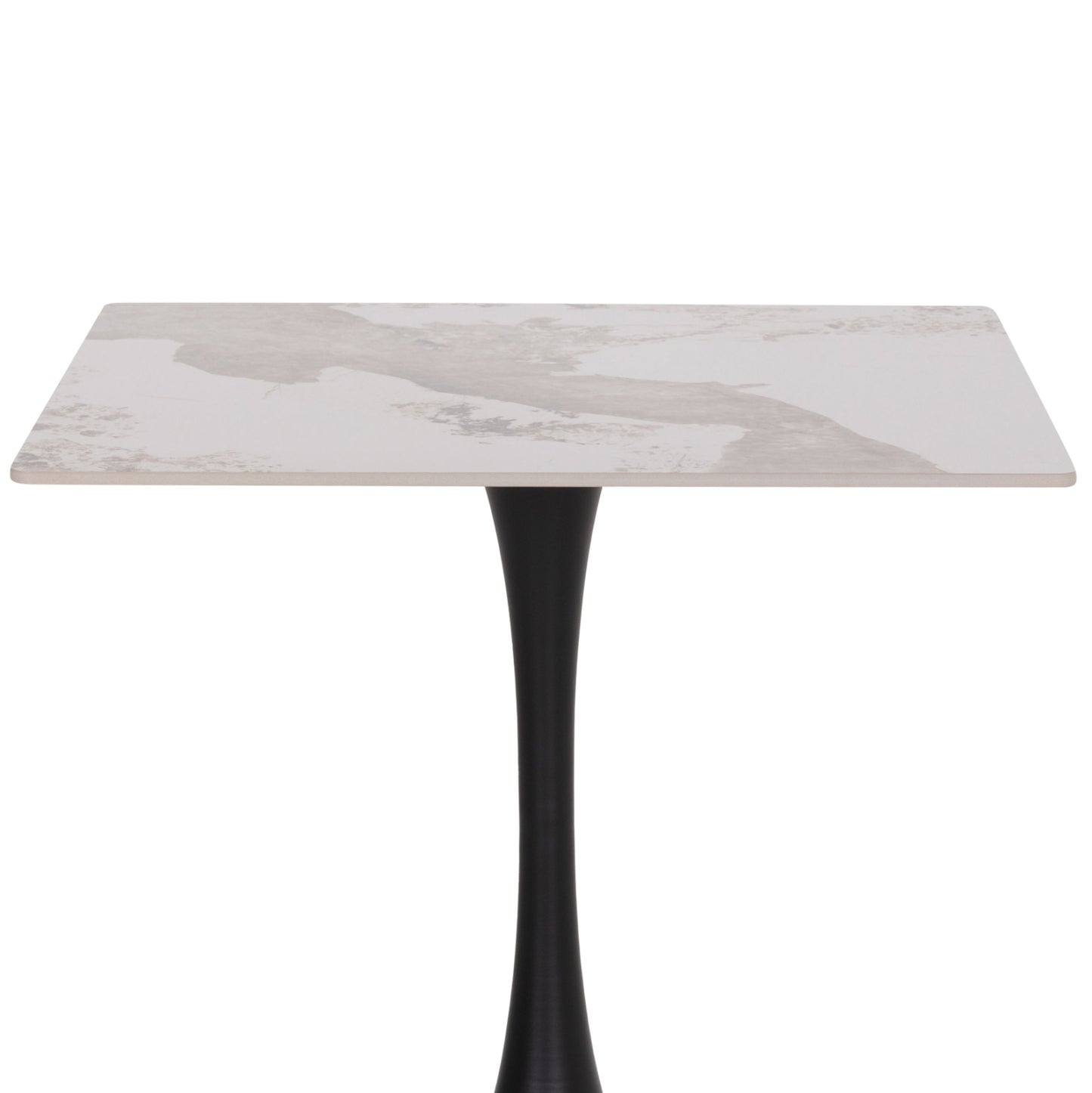 Dining Table Tetran Hm18315.02 Black Metal Base--sintered Stone Top In Pandora Color 80x80x73hcm