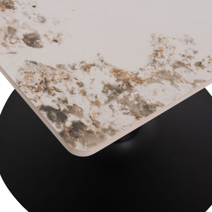 Dining Table Tetran Hm18315.02 Black Metal Base--sintered Stone Top In Pandora Color 80x80x73hcm