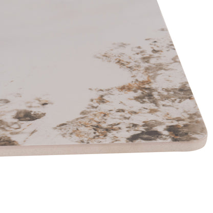 Dining Table Tetran Hm18315.02 Black Metal Base--sintered Stone Top In Pandora Color 80x80x73hcm
