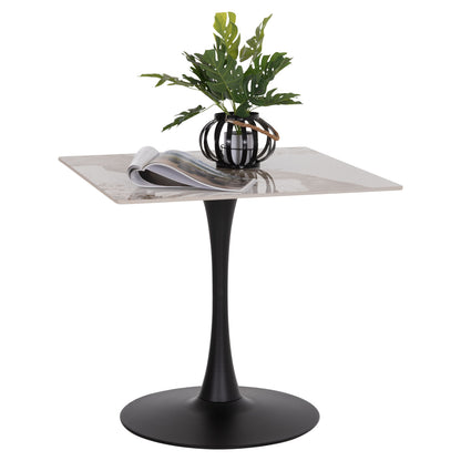 Dining Table Tetran Hm18315.02 Black Metal Base--sintered Stone Top In Pandora Color 80x80x73hcm