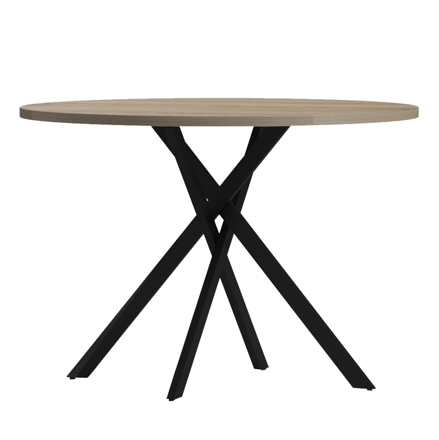 Round Dining Table Ariza Hm18385.01 Melamine In Sonama--black Metal Legs Φ120x75hcm.