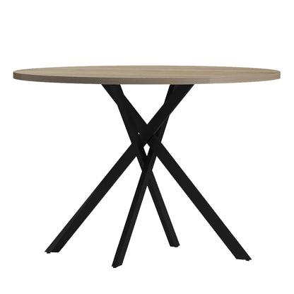 Round Dining Table Ariza Hm18385.01 Melamine In Sonama--black Metal Legs Φ120x75hcm.