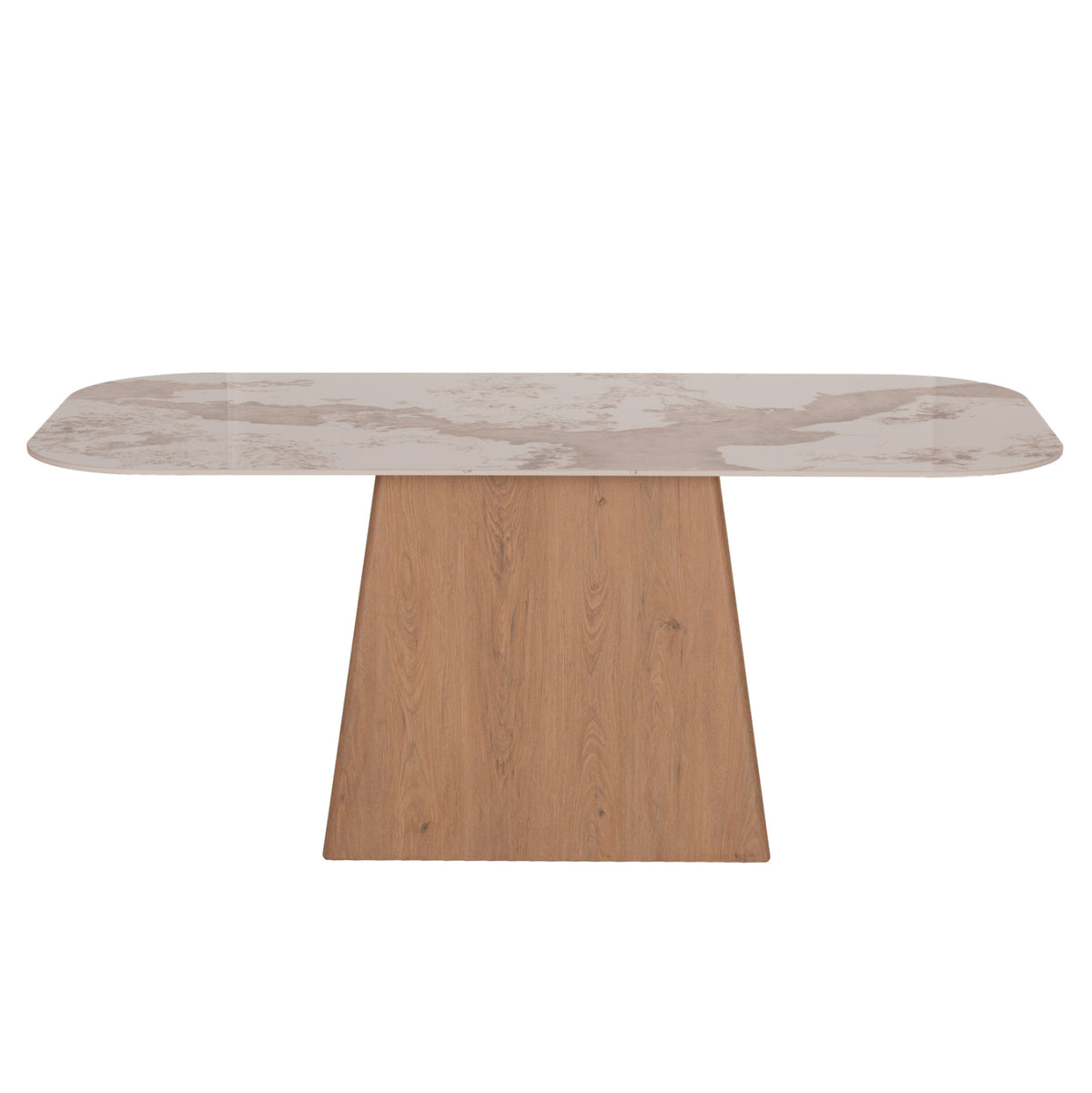 Dining Table Nordu Hm18414 Mdf Base--ceramic Top In White/brown Marble Coloring 180x90x76hcm.
