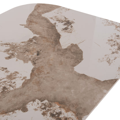 Dining Table Nordu Hm18414 Mdf Base--ceramic Top In White/brown Marble Coloring 180x90x76hcm.