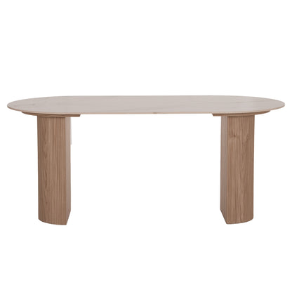 Dining Table Mellow Hm18416 Mdf Legs--ceramic Top In White Marble Coloring 180x90x76hcm.