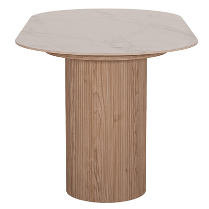 Dining Table Mellow Hm18416 Mdf Legs--ceramic Top In White Marble Coloring 180x90x76hcm.