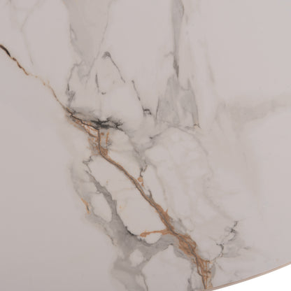 Dining Table Mellow Hm18416 Mdf Legs--ceramic Top In White Marble Coloring 180x90x76hcm.