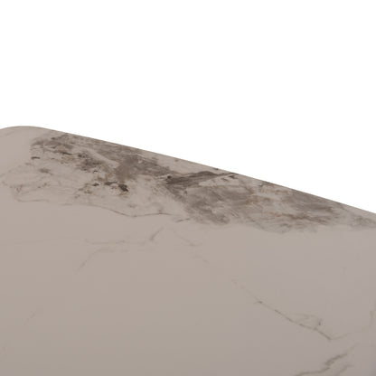 Dining Table Minao Hm18418 Mdf Legs In Dark Grey--ceramic Top In White/brown Marble 160x90x75hcm