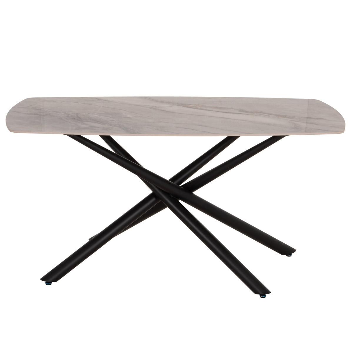 Dining Table Iska Hm18420 Ceramic Top In White/brown Marble Coloring 160x90x79hcm