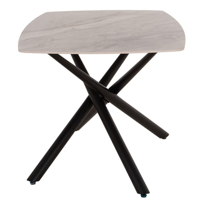 Dining Table Iska Hm18420 Ceramic Top In White/brown Marble Coloring 160x90x79hcm