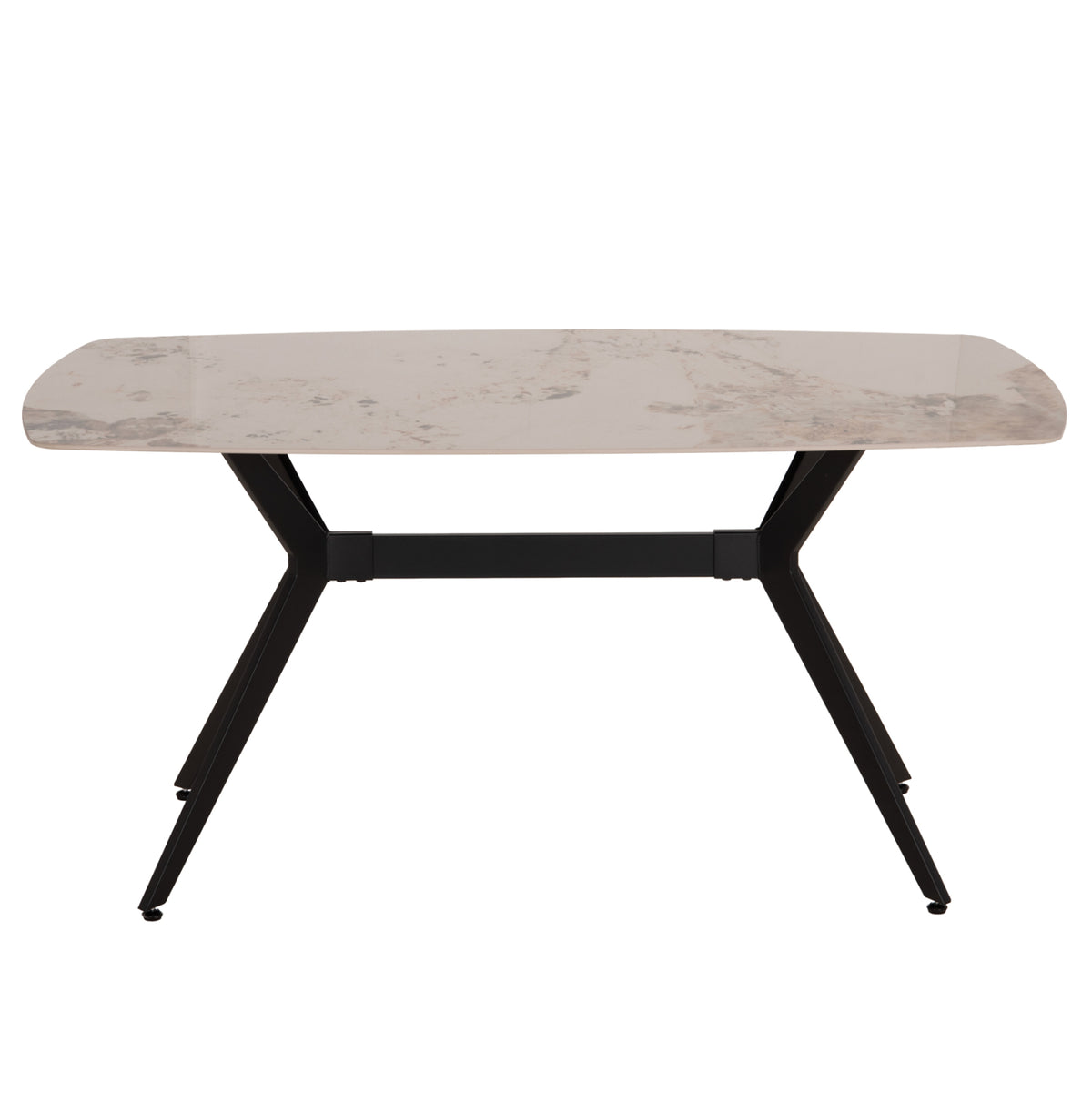 Dining Table Aika Hm18421 Ceramic Top In White/gold Marble Coloring 160x90x79hcm.