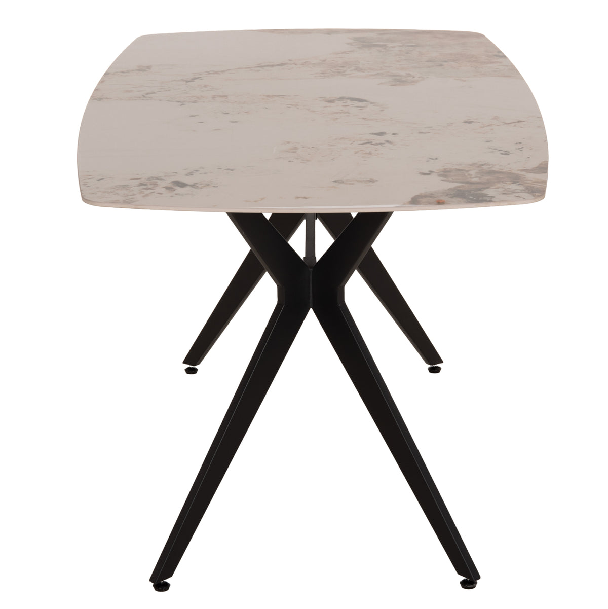 Dining Table Aika Hm18421 Ceramic Top In White/gold Marble Coloring 160x90x79hcm.
